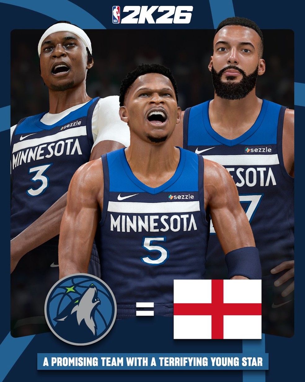 Timberwolves comparado à Inglaterra