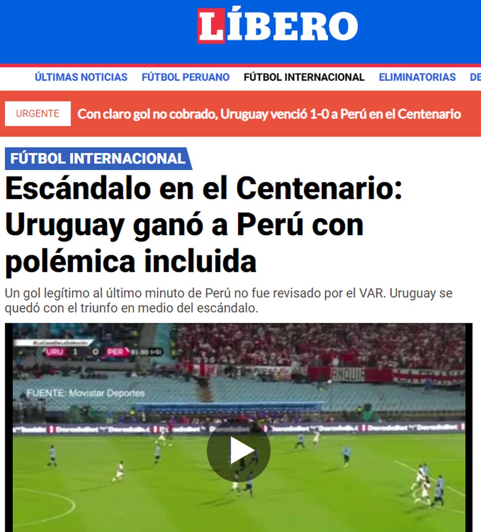 Uruguay le ganó 1-0 a Perú en el estadio Centenario - AUF