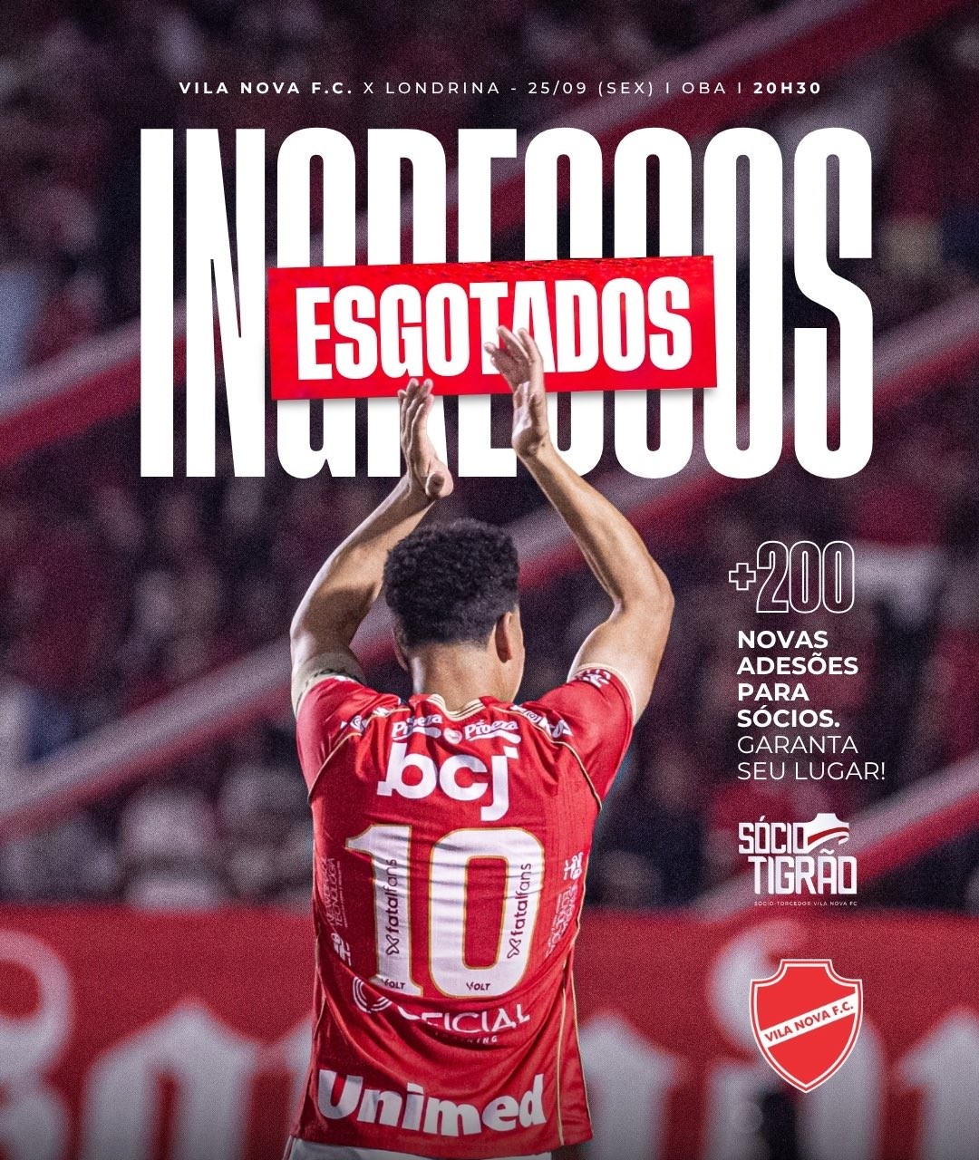 Vila Nova x Londrina: ingressos esgotados para o jogo desta sexta no OBA