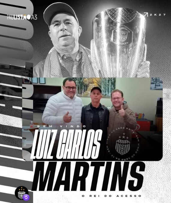 União Barbarense anuncia técnico Luiz Carlos Martins, conhecido como "Rei do Acesso"