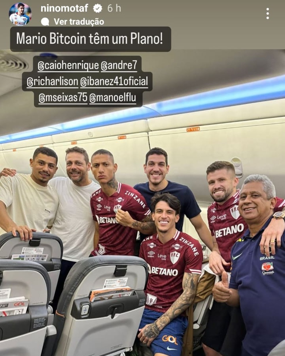 Nino posta foto com jogadores ex-Fluminense — Foto: Reproduçaõ/Instagram