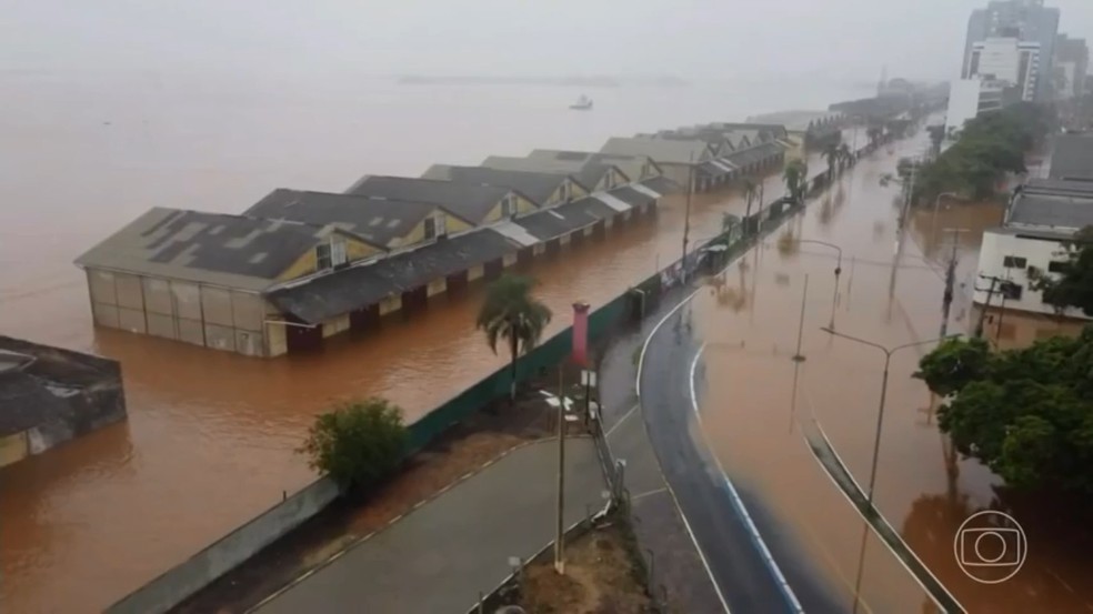 Porto Alegre sofre com enchentes — Foto: Reprodução/TV Globo