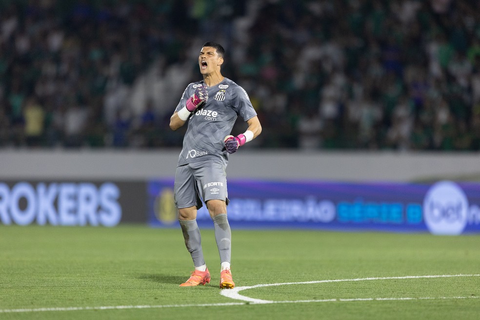 Gabriel Brazão em Guarani x Santos — Foto: Diogo Reis/AGIF
