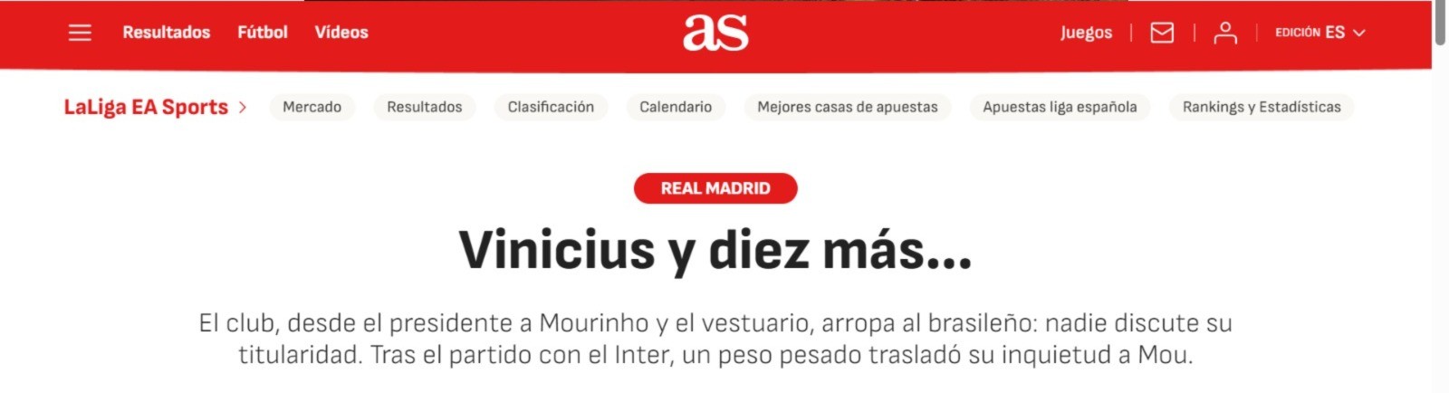Jornal espanhol exalta postura de Vini Jr. após vaias e destaca apoio no Real Madrid