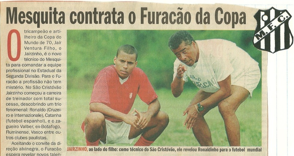 Jair Ventura ao lado do pai Jairzinho