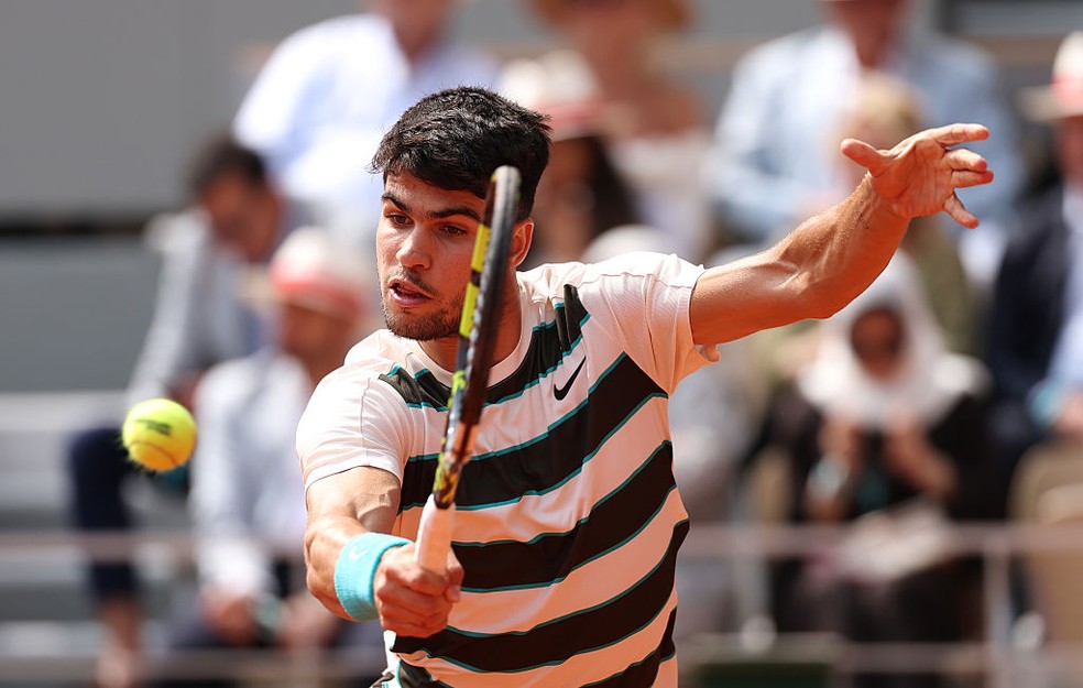 Carlos Alcaraz na final de Roland Garros — Foto: Getty Images
