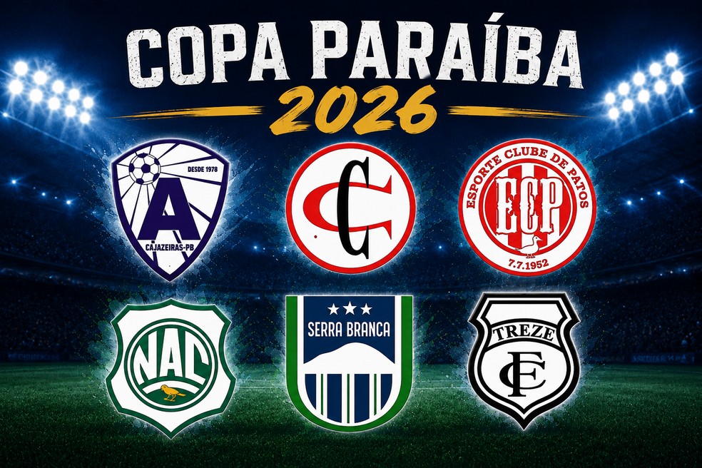 Atlético-PB, Campinense, Esporte de Patos, Nacional de Patos, Serra Branca e Treze na Copa Paraíba 2026 — Foto: ChatGPT