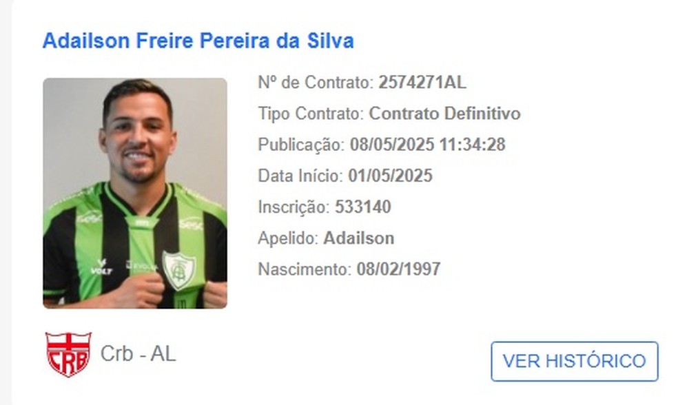 Dadá Belmonte acerta com o CRB e aparece no BID — Foto: Divulgação/CBF
