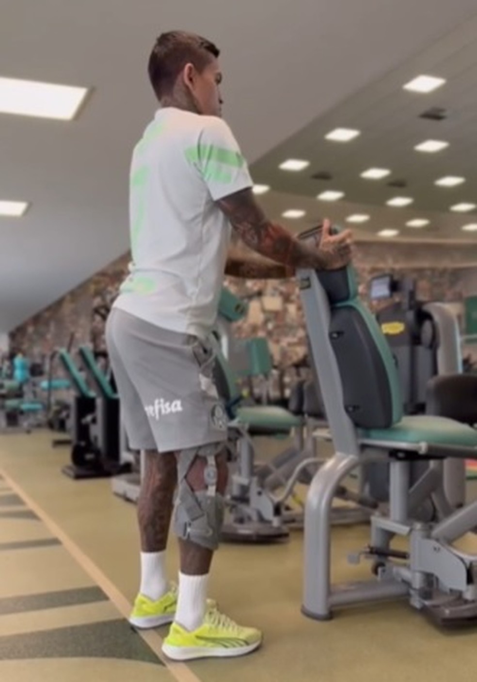 Dudu faz fisioterapia no Palmeiras — Foto: Reprodução