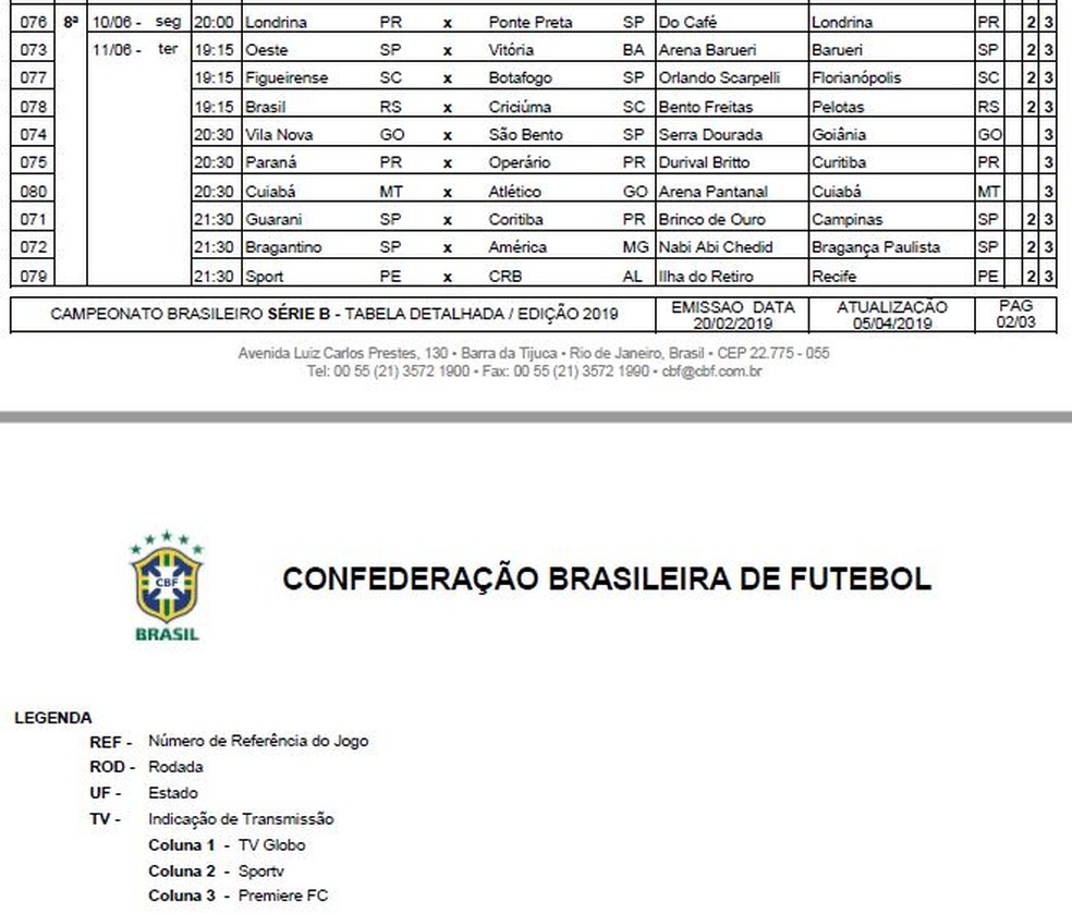 CBF detalha tabela da Série B; veja os jogos do Vitória - PRADO AGORA