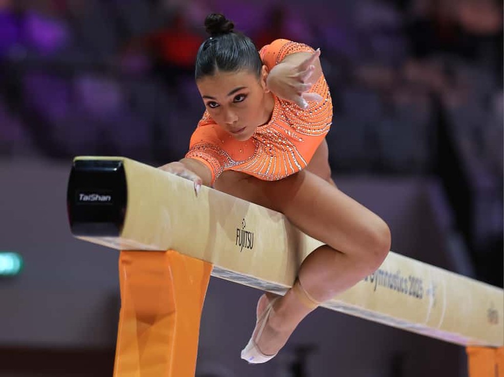 Sophia Weisberg no Mundial de ginástica — Foto: RICARDO BUFOLIN / PANAMERICA PRESS