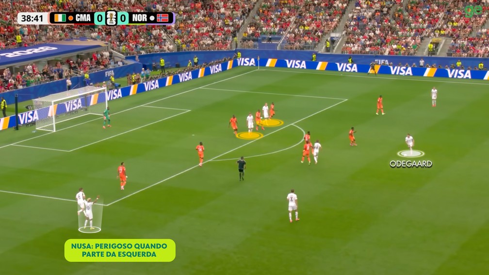 Antonio Nusa driblando pela esquerda — Noruega na Copa