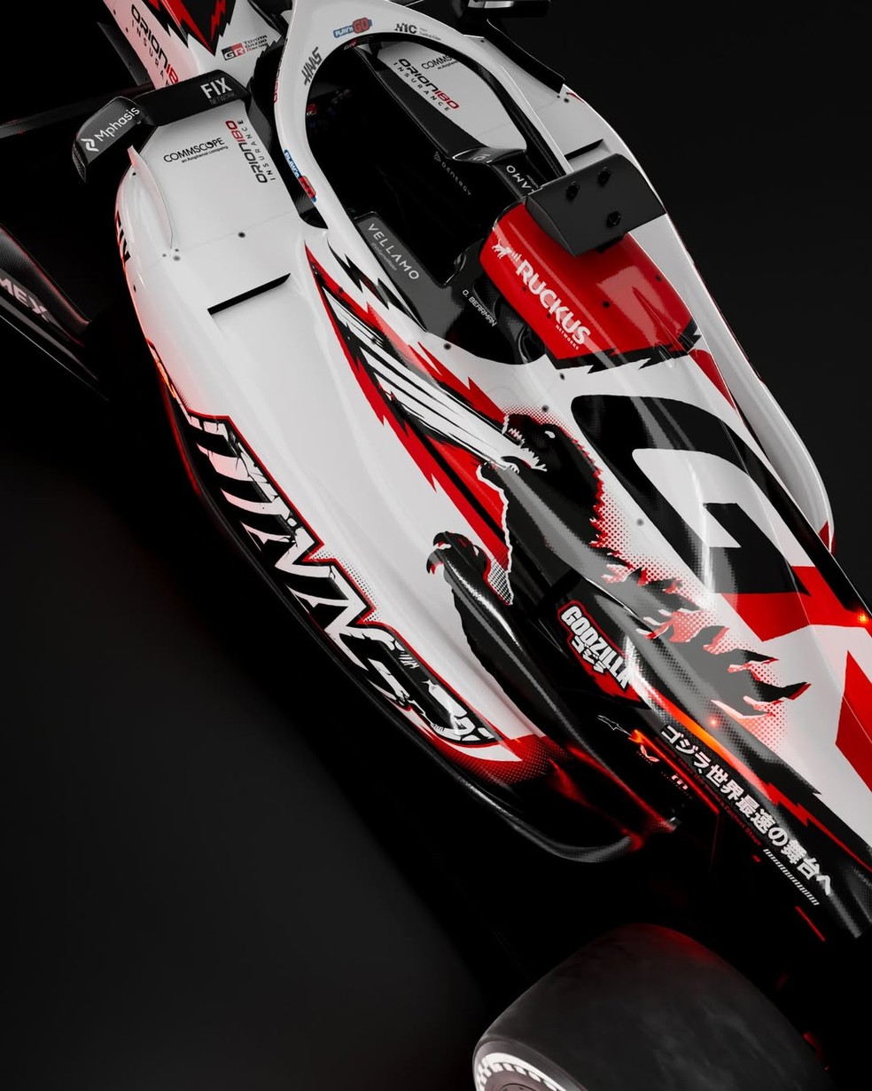 Haas anuncia parceria com Godzilla para GP do Japão — Foto: Divulgação
