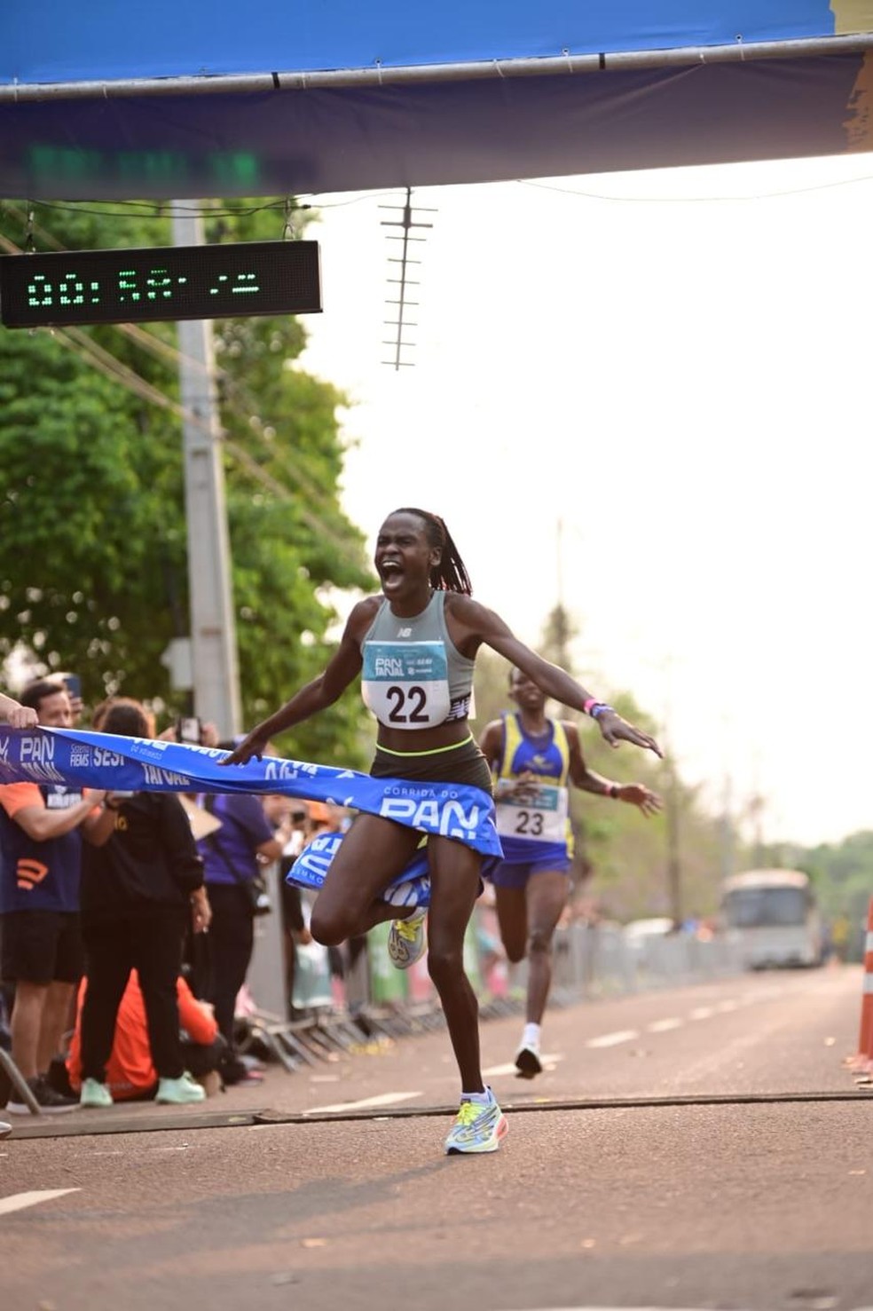 A queniana Viola Jelagat venceu a Corrida do Pantanal 2024 na categoria elite da prova dos 15 km — Foto: Divulgação