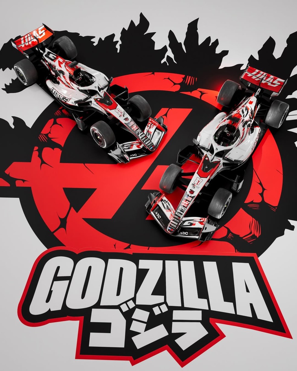Haas anuncia parceria com Godzilla para GP do Japão — Foto: Divulgação