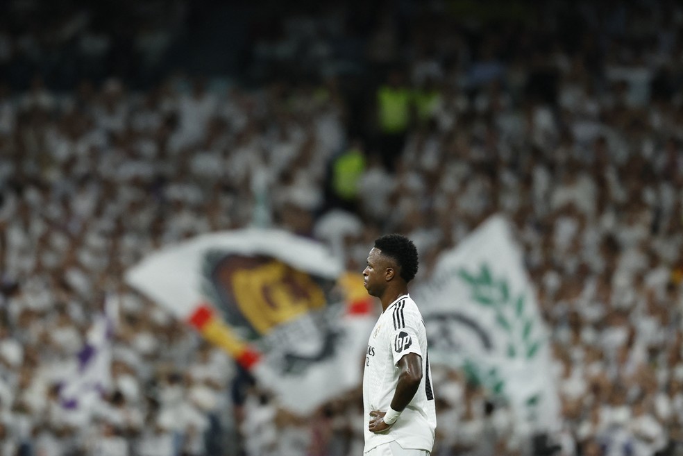 Vini Jr pelo Real Madrid — Foto: Oscar Del Pozo/AFP