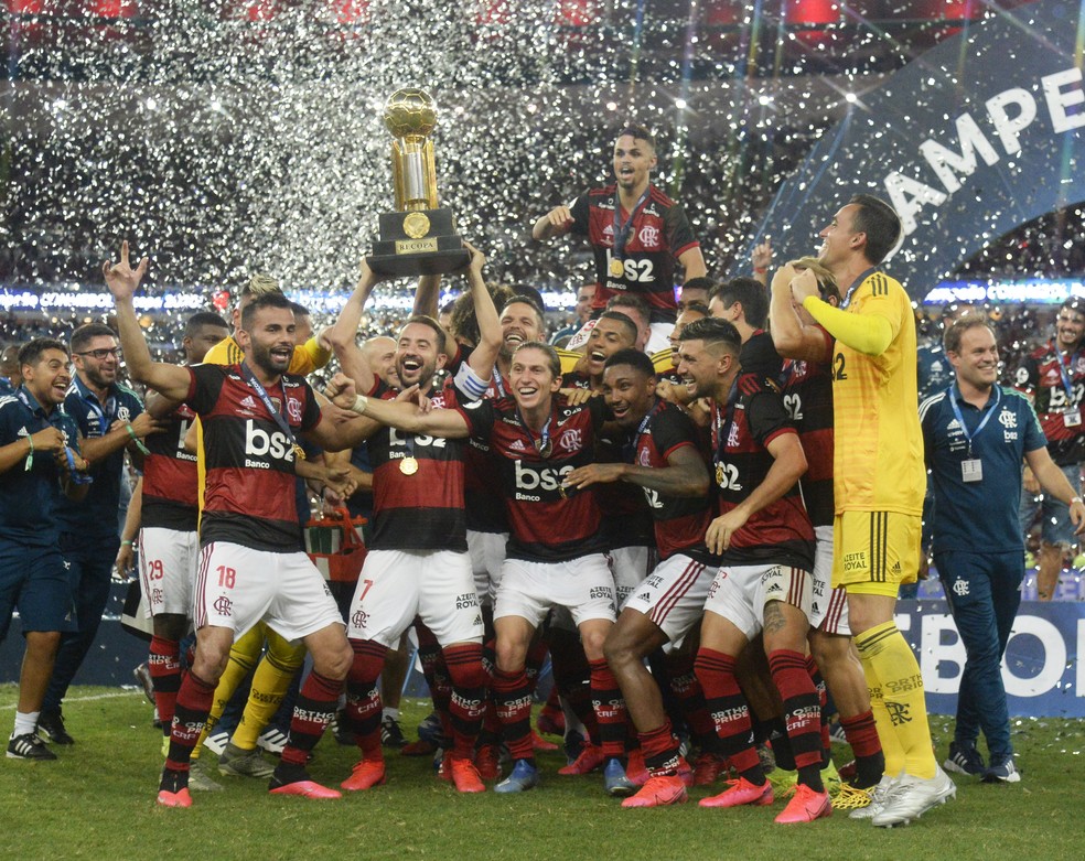 Em 2020, Fla comemorou o primeiro ttulo internacional no Maracan   Foto: Andr Duro