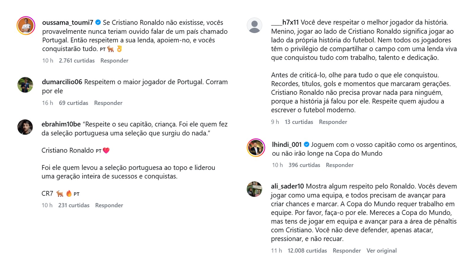 Meia de Portugal recebe críticas nas redes após comentário sobre CR7