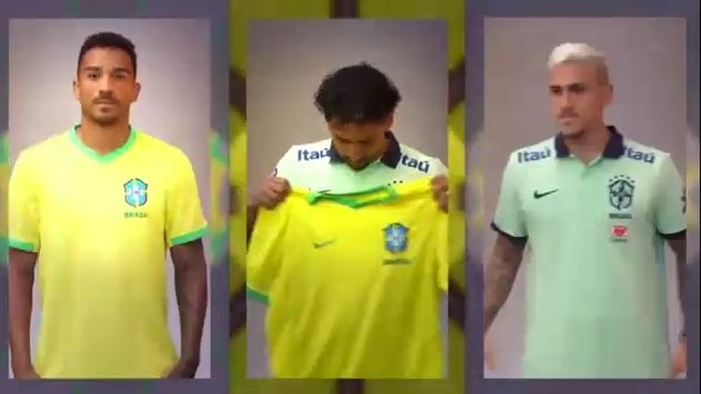 Jogadores do Brasil com a camisa da sele&ccedil;&atilde;o feminina &mdash; Foto: Reprodu&ccedil;&atilde;o