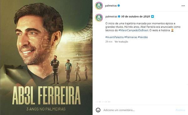 Palmeiras comemora três anos do acerto com Abel: 