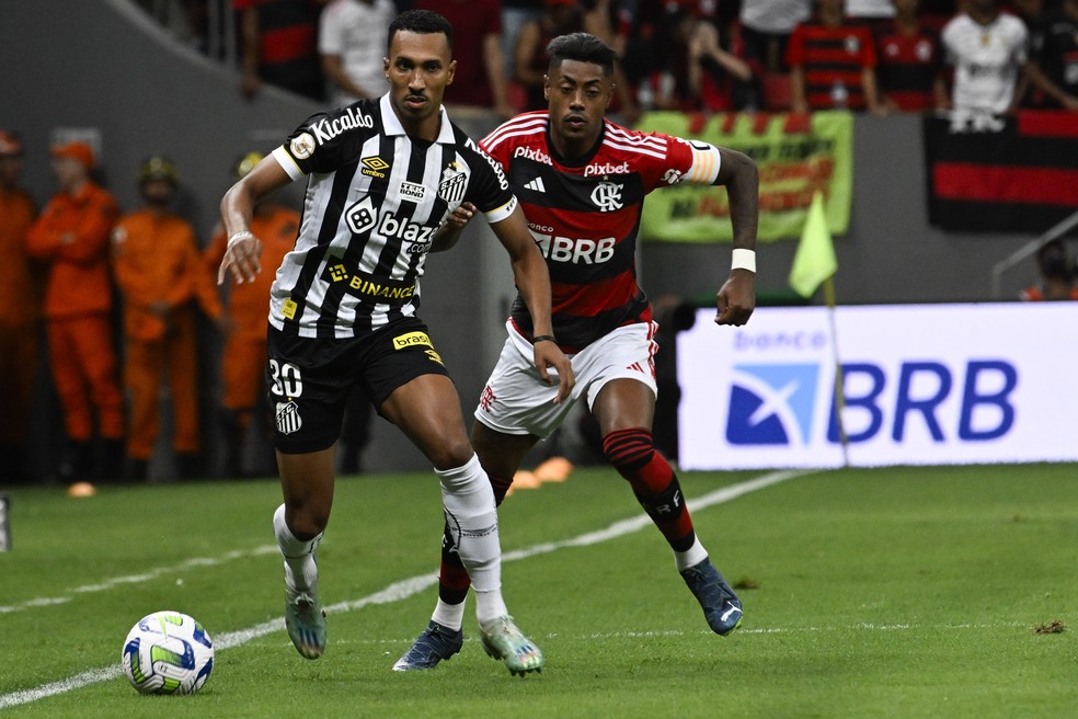 Bruno Henrique em Flamengo x Santos — Foto: Mateus Bonomi/AGIF