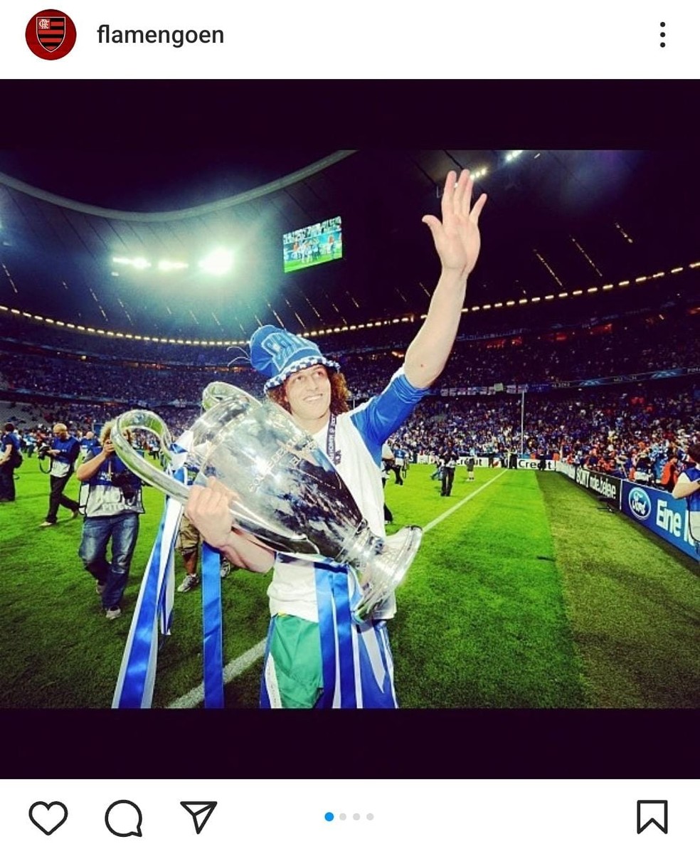 Flamengo posta primeira foto de David Luiz no Instagram — Foto: Reprodução