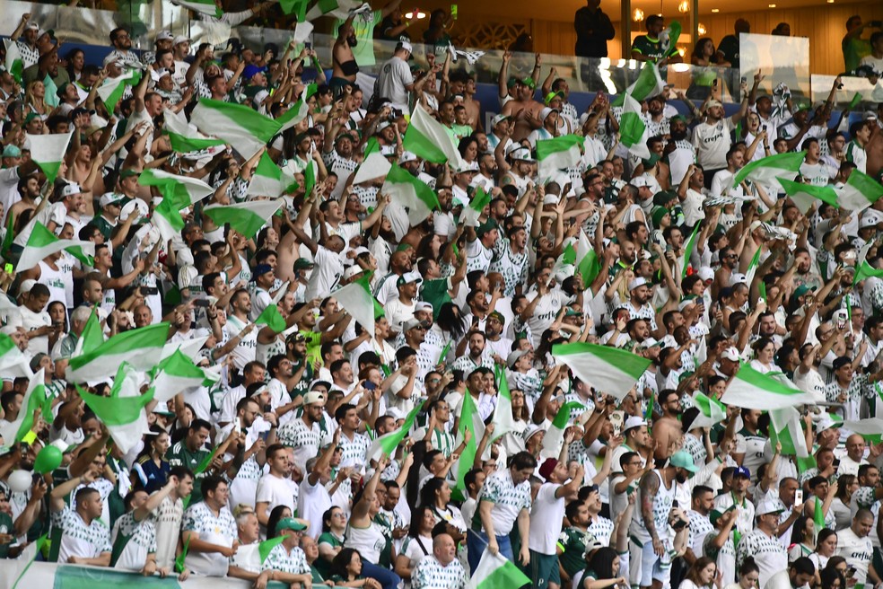Torcida palmeirense no Allianz Parque — Foto: Marcos Ribolli