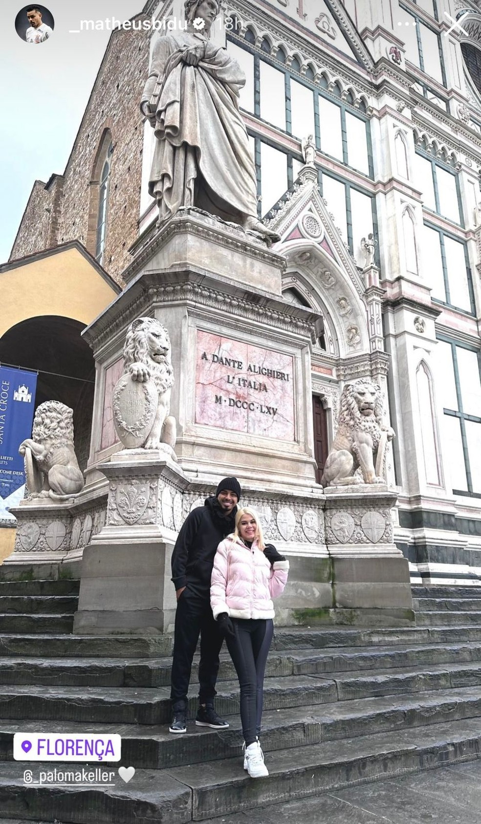 Matheus Bidu com a esposa na Itália — Foto: Instagram/Reprodução