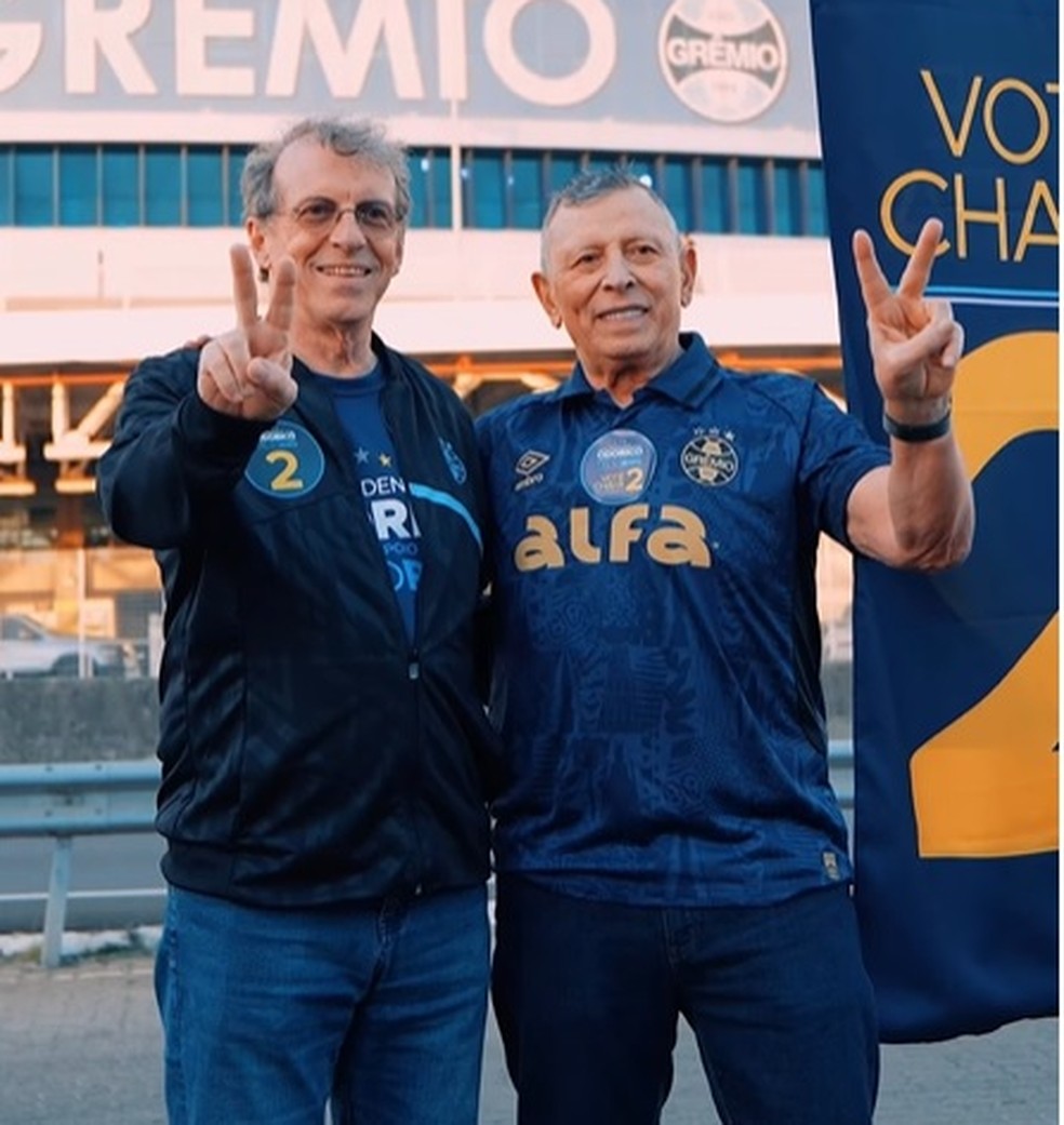 Celso Rigo (à direita) apoiou Odorico Roman para a presidência do Grêmio