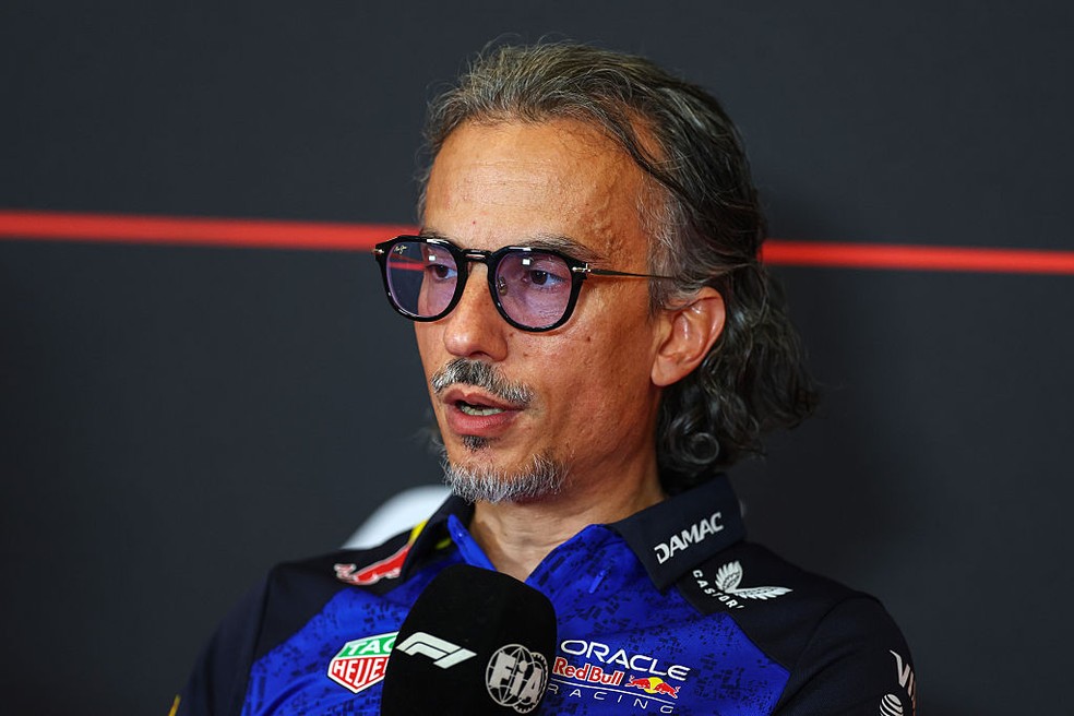 Laurent Mekies, chefe da Red Bull, na coletiva dos gestores no GP da Áustria da F1 em 2026 — Foto: Clive Mason/Getty Images