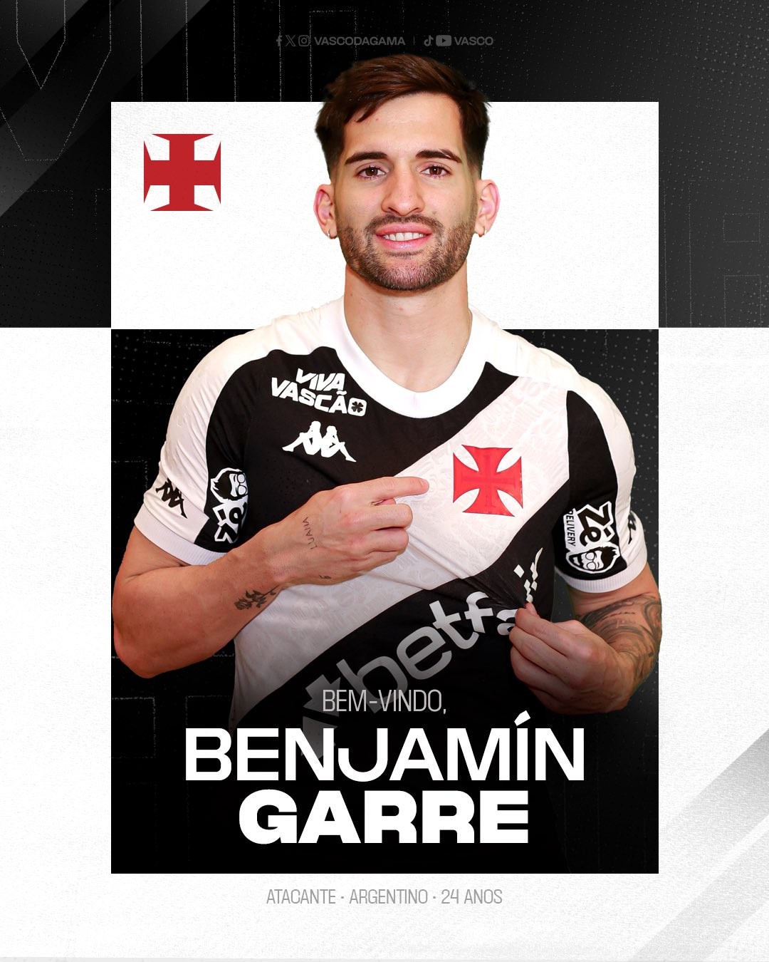 Vasco anuncia a contratação de Benjamin Garré