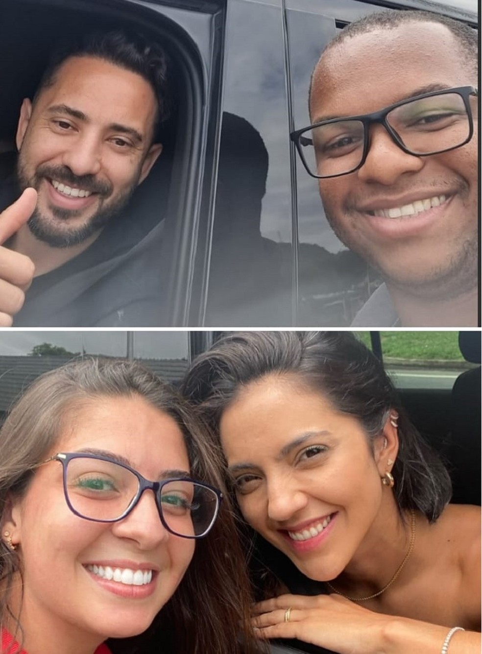 Everton Ribeiro e Marília Nery fizeram a alegria de torcedores do Flamengo na divisa entre MG e RJ — Foto: Reprodução/Twitter