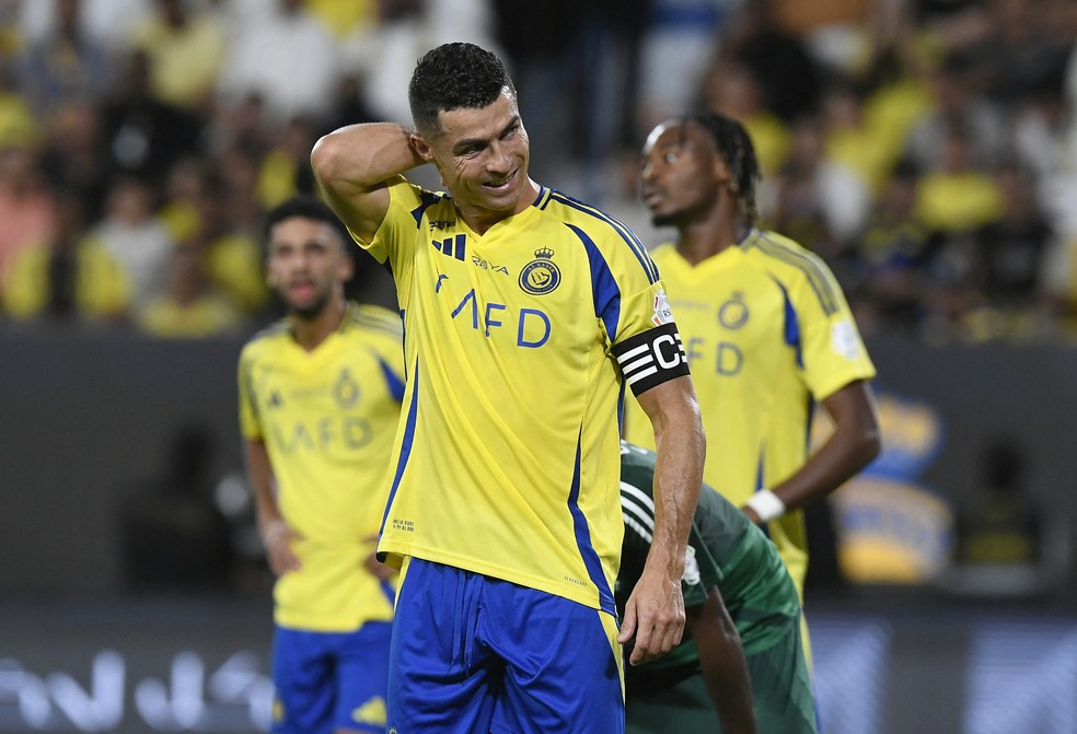 Cristiano Ronaldo na última partida do Campeonato Saudita, contra o Al-Ahli — Foto: Stringer/ Reuters