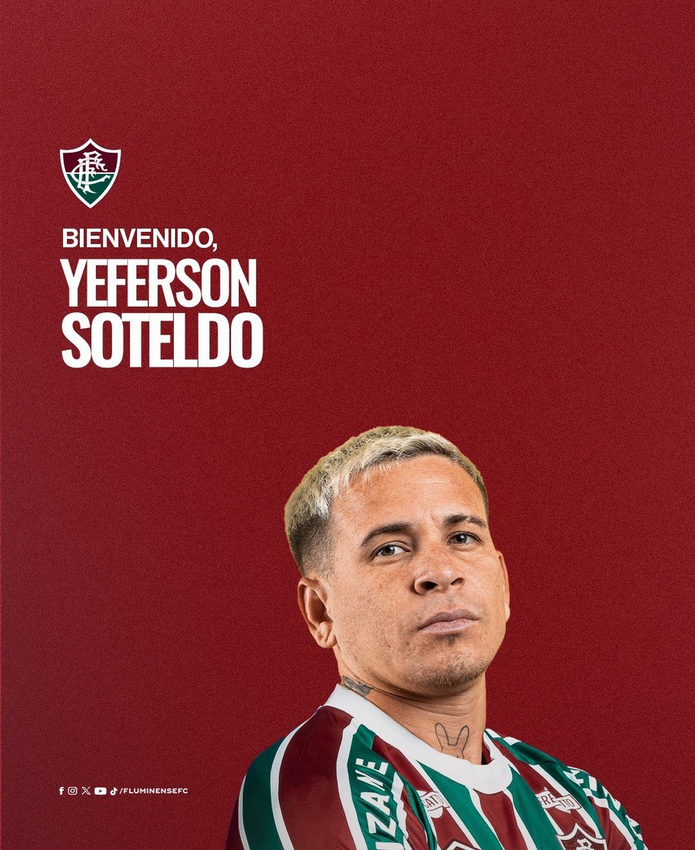 Fluminense anuncia a contratação de Soteldo — Foto: Reprodução