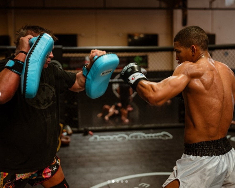 Matheus Camilo, lutador acreano durante treino nos EUA — Foto: Arquivo Pessoal