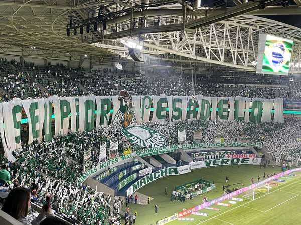 Torcida do Palmeiras provoca Corinthians com manchetes de jornais: 
