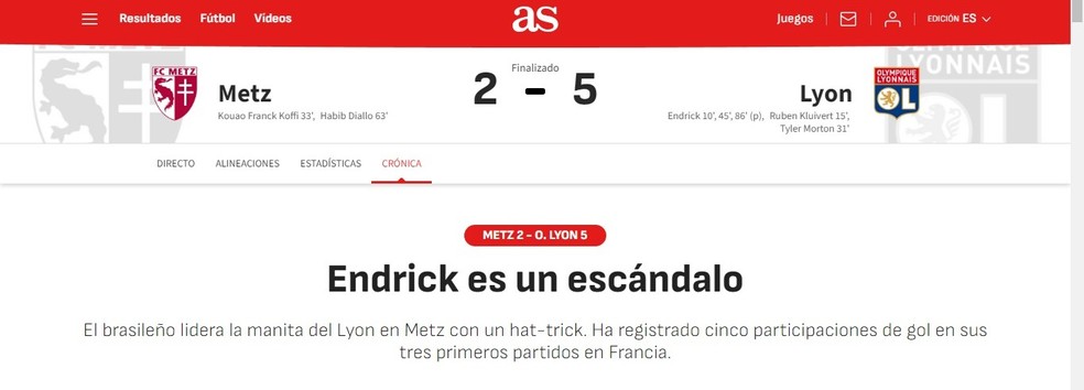 Diário As destaca Endrick — Foto: Reprodução