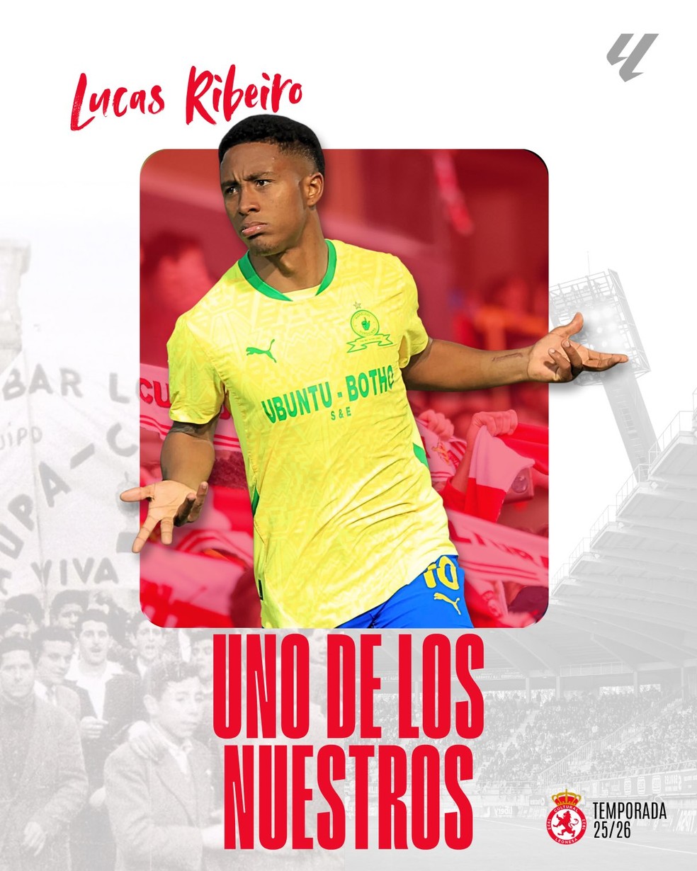 Lucas Ribeiro é anunciado pelo Cultural Leonesa, da Segunda Divisão da Espanha — Foto: Divulgação / Cultural Leonesa