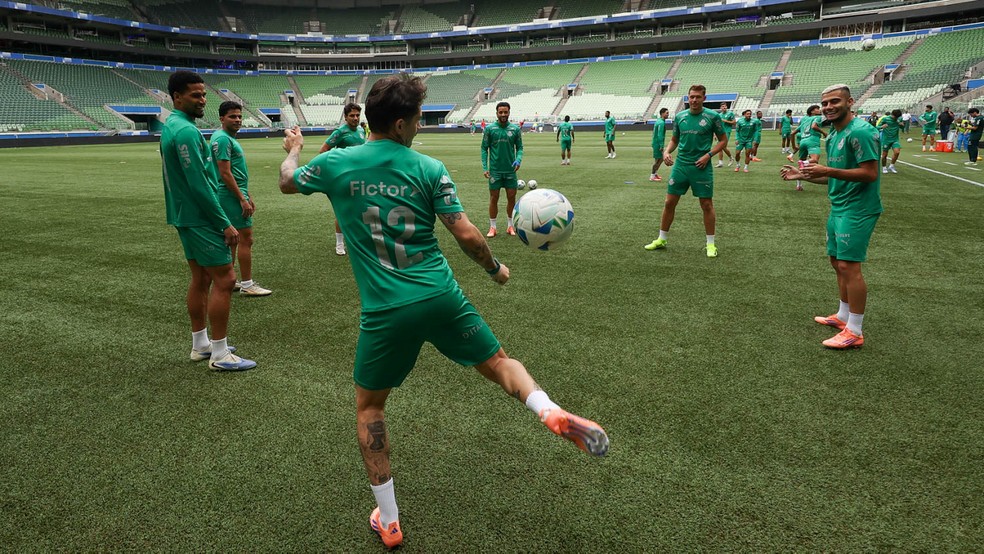 Jogadores do Palmeiras em treino no Allianz Parque — Foto: Cesar Greco/Palmeiras