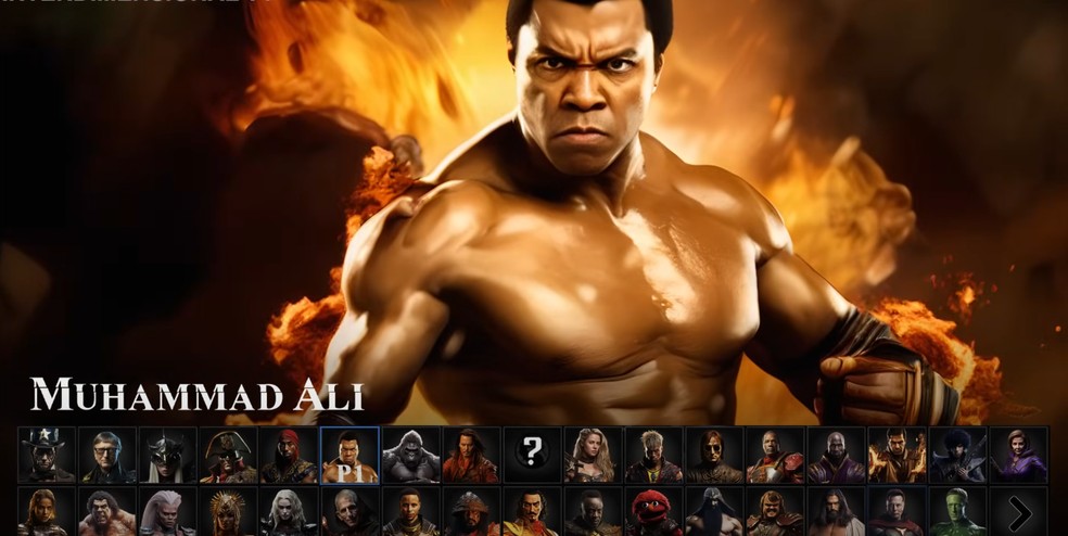 Muhammad Ali recriado com inteligência artificial no Mortal Kombat 3 — Foto: Divulgação/Interdimensional