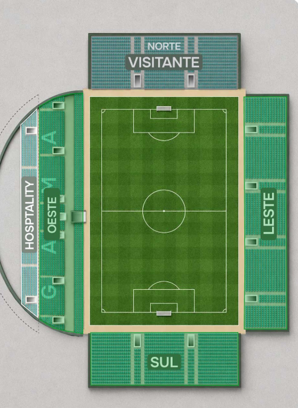 Setores do Estádio Valmir Campelo Bezerra, o Bezerrão — Foto: Reprodução / Ingresso SA