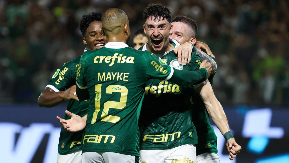 Piquerez comemora gol do Palmeiras contra a Ponte Preta — Foto: Fabio Menotti