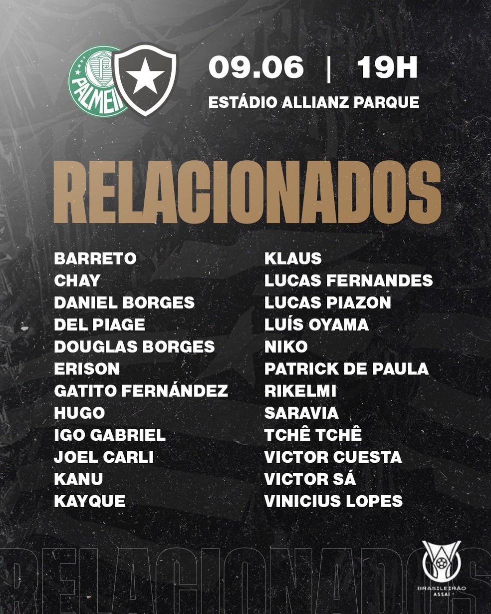 Botafogo x Palmeiras: confira horário, onde assistir, palpites e prováveis  escalações - Jogada - Diário do Nordeste