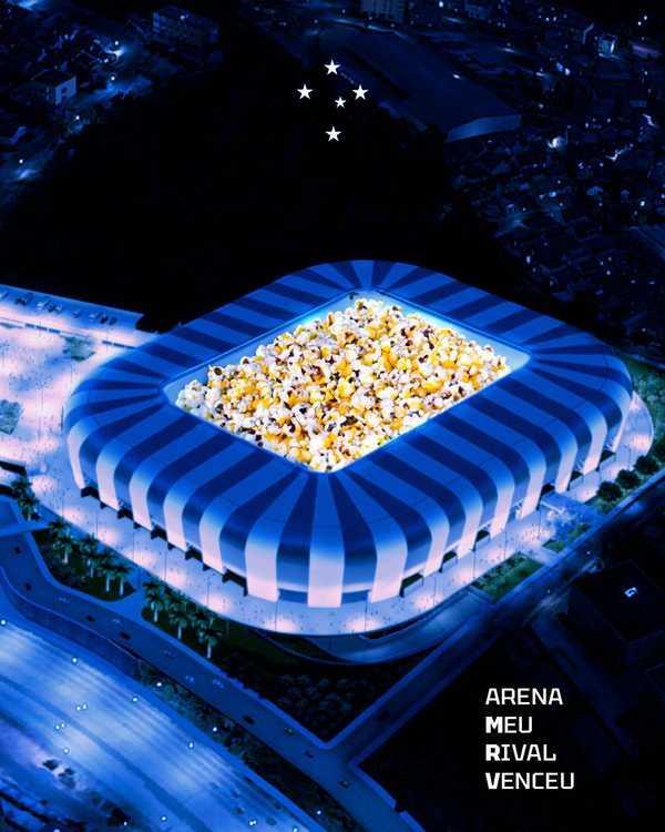 Cruzeiro apresenta estádio com cenário de pipoca e provocação ao Atlético-MG.