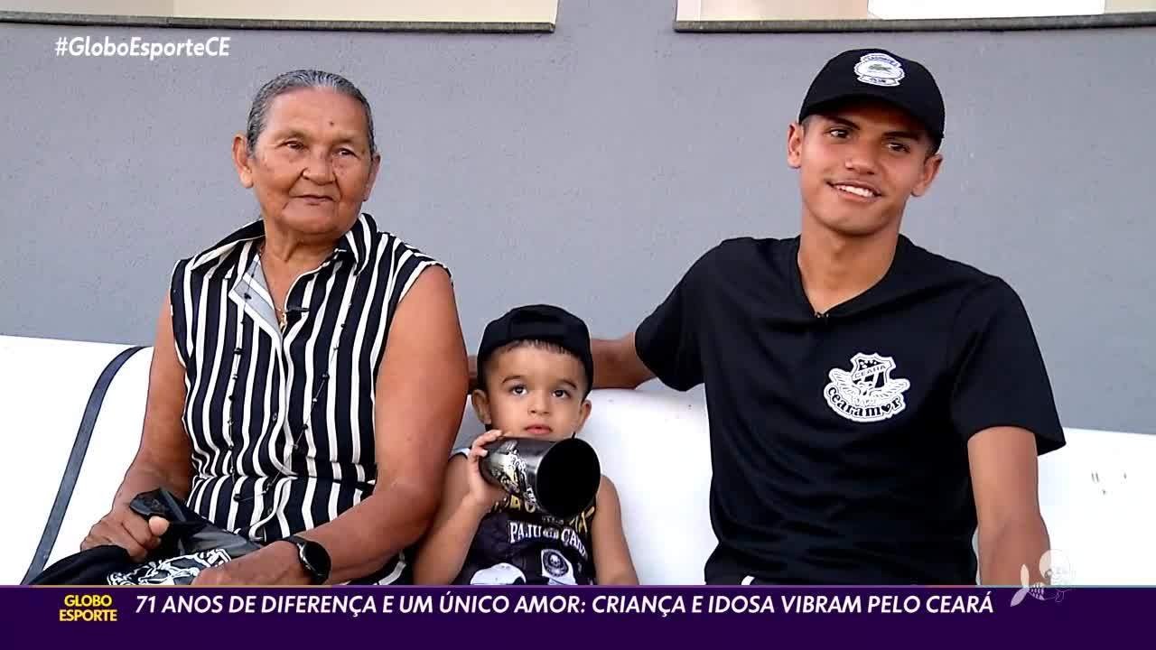 71 anos de diferença e um único amor: criança e idosa vibram pelo Ceará