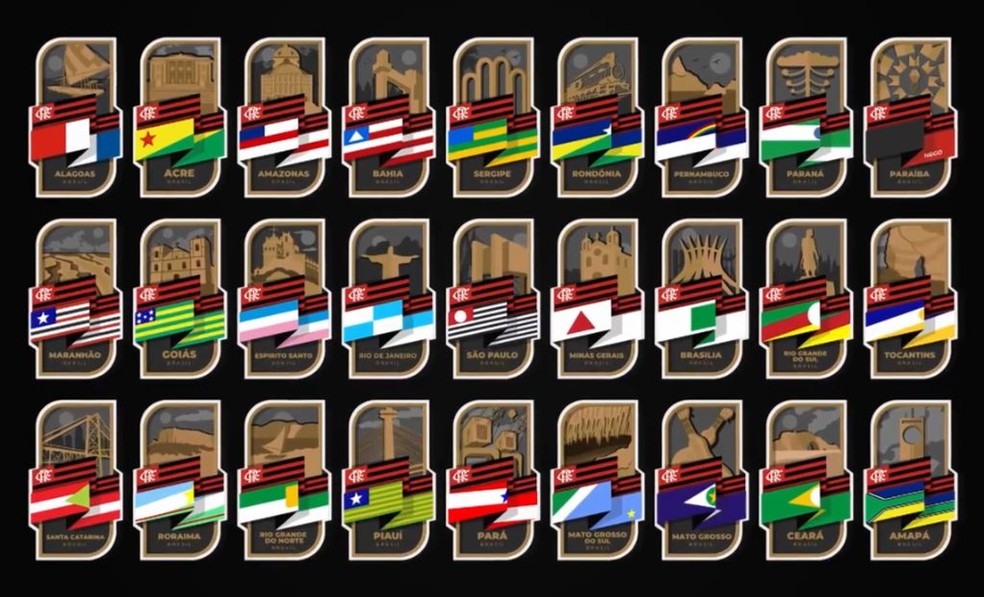 Patches dos 27 estados serão distribuídos aleatoriamente nas camisas dos atletas do Flamengo — Foto: Divulgação/Flamengo