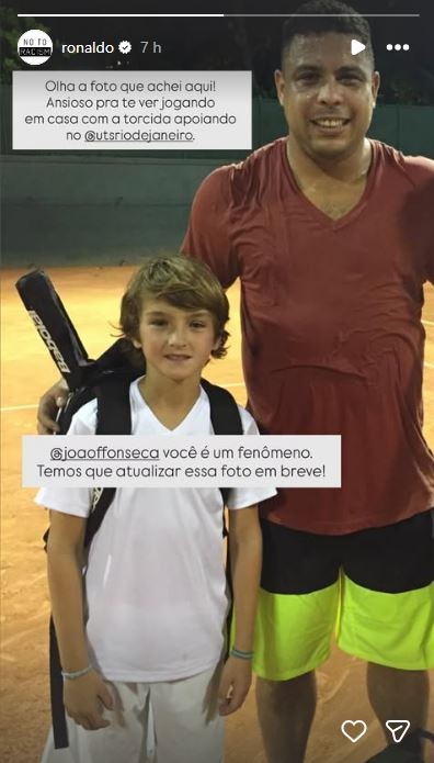 Ronaldo resgata foto rara ao lado de João Fonseca na infância: "Temos que atualizar em breve"