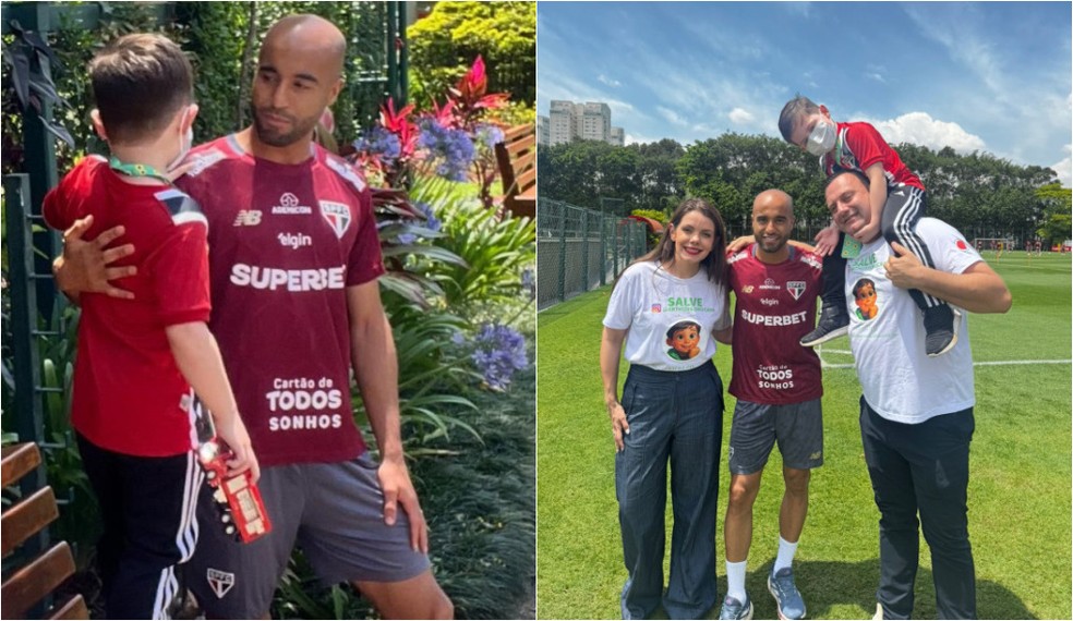 Visita foi viabilizada pelo meia Lucas Moura, que se sensibilizou com a história de Arthur — Foto: Arquivo pessoal