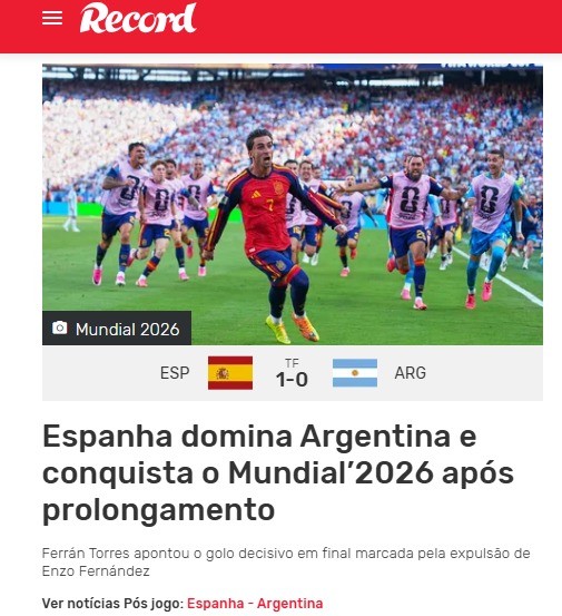 Imprensa espanhola celebra título na Copa: "Reis do mundo outra vez"