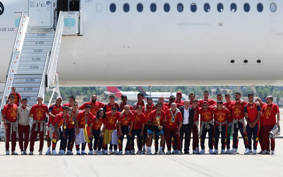 Espanha chega a Madrid ap&oacute;s o t&iacute;tulo da Copa do Mundo 2026 &mdash; Foto: Reuters